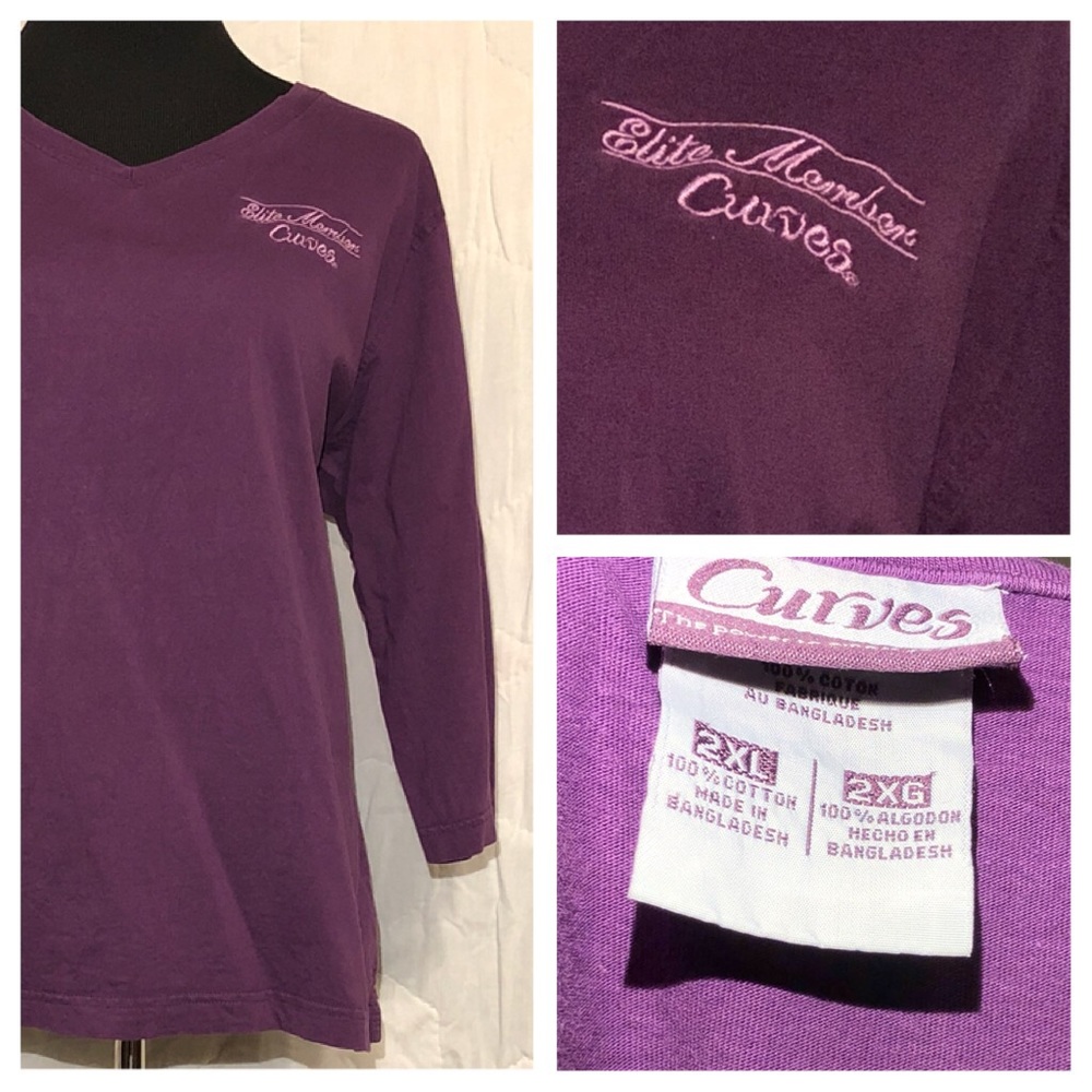 2XL Curves long sleeve purple T-shirt Good Cond